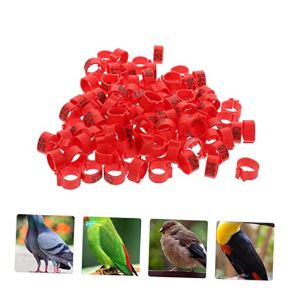 100pcs Pigeon Foot Rings Durable Leg Bands for Racing Pigeons Parakeets and Other Birds Bright Colors for Easy Identification - color: Red