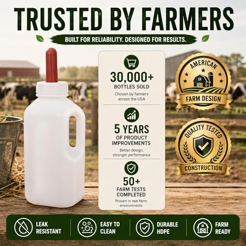 2 Quart Calf Feeding Bottle with Soft Rubber Nipple, Heavy Duty Calf Nursing Bottle, Leak Resistant Calf Milk Feeder White Style D - color: White Style D