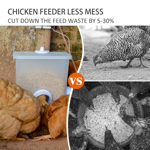 Automatic Chicken Feeder and Waterer Set Chicken Feed Bucket with 3 Feeders Ports Poultry Waterer Water Cups