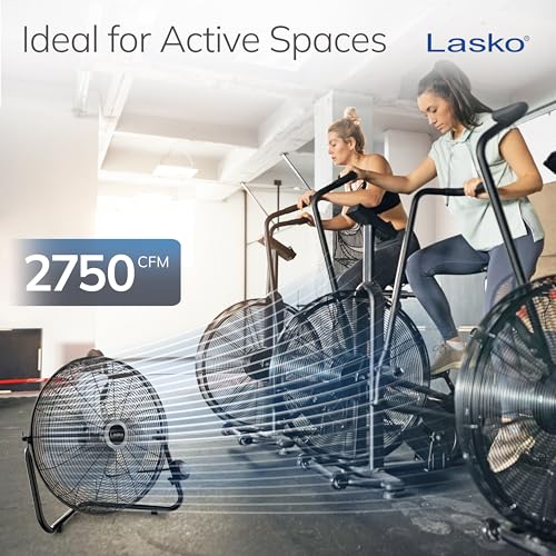 Lasko 20" Black High Velocity Wall Mount Fan with Pivoting Head - 3 Speeds, Ideal Wall Mount Fan or Floor Fans for Home, Garage, Attic, 2264QM - color: Black Silver