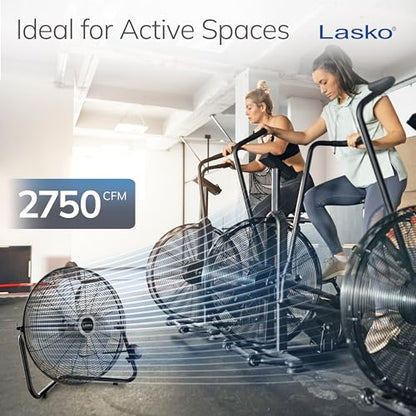 Lasko 20" Black High Velocity Wall Mount Fan with Pivoting Head - 3 Speeds, Ideal Wall Mount Fan or Floor Fans for Home, Garage, Attic, 2264QM - color: Black Silver