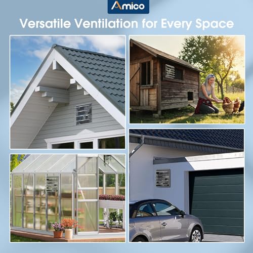 Amico 20" Smart Shutter Exhaust Fan with Thermostat & 8 Speed, 3800 CFM (Up To 5500 Sq.Ft), 70W Commercial EC Motor, Wall Mount Warehouse/Barn/Greenhouse/Workshop Vent Fan, Plug & Play, FCC - size: 20 inch