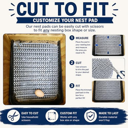 Duncan's Chicken Nesting Pads (6 Pack) – Washable Reusable Nesting Pads for Chicken Coop, Nest Box Pads & Nesting Box Liners for Chickens, Ducks & Hens, Cut-to-Fit Dura-Pad Poultry Mats | Reusable