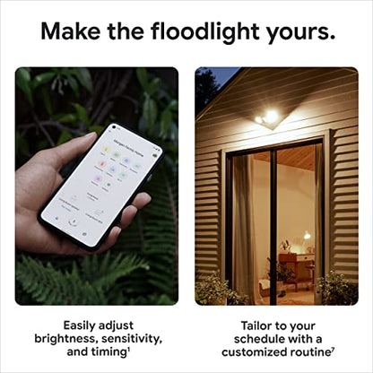 Google Nest Cam with Floodlight - Outdoor Camera - Floodlight Security Camera, White, 1 Count (Pack of 1) | Outdoor camera, camera with customizable floodlight, 1080 HDR video, night vision, 180° motion detection, Google Home app - size: 1 Count (Pack of