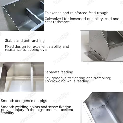 Large Capacity Portable Stainless Steel Hog Trough with Divider - 2-Hole No-Spill Livestock Feeder for Hay & Grain, Ideal for Swine and Chicken Coop,1.5meter/6hole - size: 1.5meter/6hole