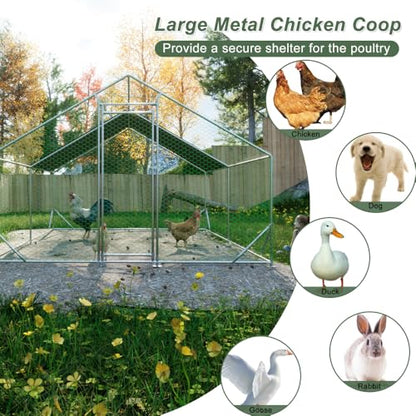 Sturdy Walk-in Chicken Run with Galvanized Steel Frame and PVC-Coated Hexagonal Wire Mesh for Outdoor Poultry Enclosure (3x4m) - color: 3x4m