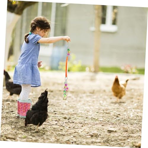1pc Chicken Mirror Toy for Birds Cage Accessory with Hanging for Farm Garden Pet Cage Fun and Engaging Bird Mirror Toy with Bells