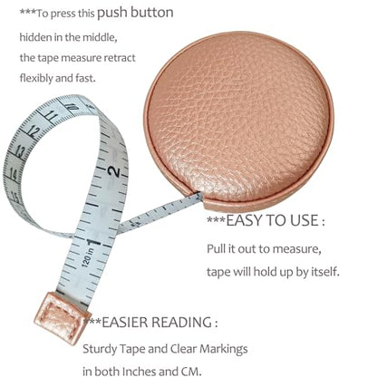 Tape Measure Measuring Tape for Body Tailor Cloth Fabric Sewing Knitting Craft Weight Loss Measurements Retractable 120 inch 3 Meter Push Button Dual Sided Tape Measure - color: Pink A