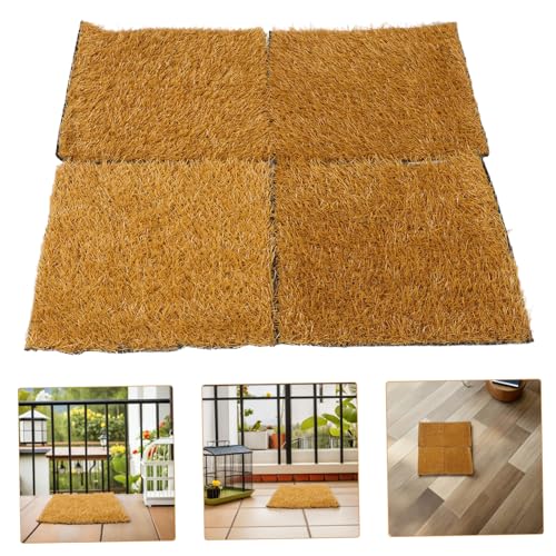 Toyvian 4pcs Chicken Nesting Pads Washable Artificial Grass Coop Bedding Liners for Hens Reusable Nest Box Mats for Eggs Nesting Mats for Chicken Coop