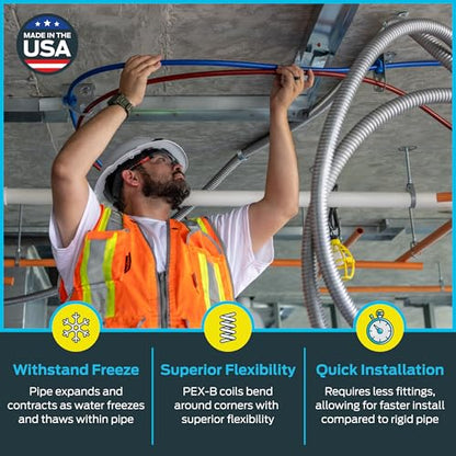 SharkBite 3/4 Inch x 300 Feet Blue PEX-B, Made in the USA, Flexible Water Pipe Tubing for Plumbing, U870B300