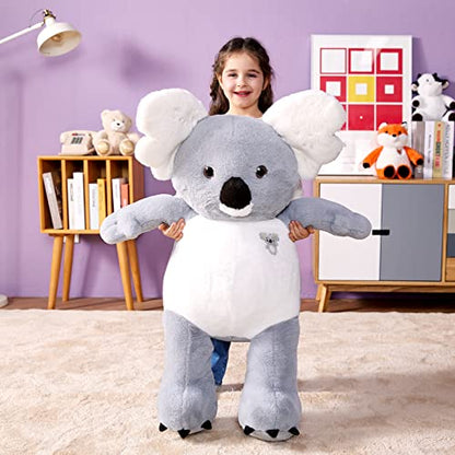 IKASA Large Koala Stuffed Animal Plush Toy,30" Giant Cute Jumbo Soft Toys Huge Big Size Fluffy Plushy Fat Oversized Plushie,Gifts for Kids - style: Koala