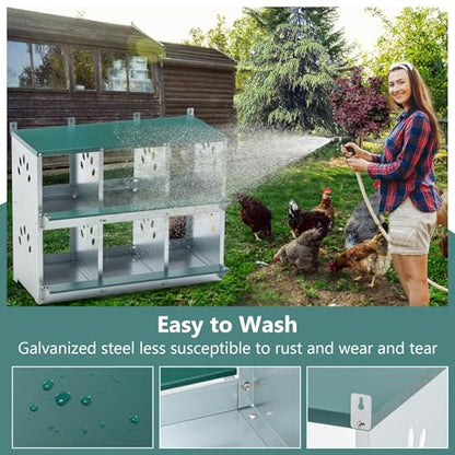 Chicken Nesting Box for Laying Eggs - 6 Room Chicken Laying Boxes, Nesting Boxes for Chickens, Heavy Duty Metal Chicken Coop, 32.9" L x 16.34" W x 26.38" H - size: 32.09" L x 16.34" W x 26.38" H