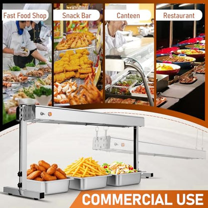 Winado 36 inch Food Heating Lamp, 1000W Commercial Food Heat Lamp, Hanging & Freestanding Stainless Steel Infrared Strip Heater, Food Warming Lamp Restaurant Equipment for Restaurant Kitchen Cafeteria - size: 36 inch