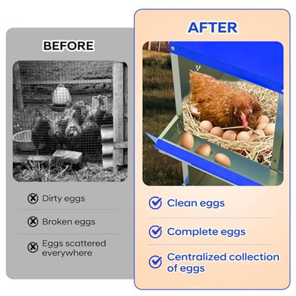 Garvee Chicken Nesting Box, 10 Compartments Nesting Box for Chickens, Galvanized Steel Chicken Laying Box for Easy Egg Collection, Wall Mounting - color: Blue | 10 Compartment+legs