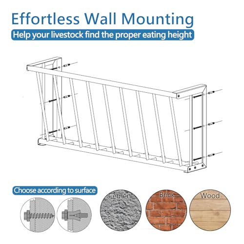 2Pcs Wall Mount Hay Rack, 40'' Long Livestock Hay Feeder with 25 Gallon Capacity, Carbon Steel Hay Feeder for Sheep, Goats, Horses, Indoor Outdoor Uses - size: 25INCH(2PCS)