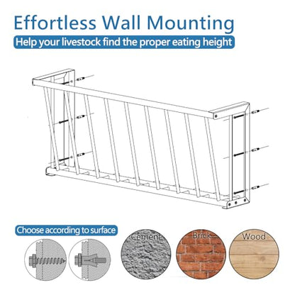 2Pcs Wall Mount Hay Rack, 40'' Long Livestock Hay Feeder with 25 Gallon Capacity, Carbon Steel Hay Feeder for Sheep, Goats, Horses, Indoor Outdoor Uses - size: 25INCH(2PCS)