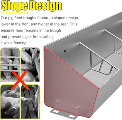 Heavy Duty Pig Feeder Trough/Livestock Feeding & Watering Troughs, Interior Outside Pot Belly Pig Water Trough 4' 5 6 Feet Long, for Pasture Sheds Pen Weatherproof(1.8m/5.9ft 6bit) - size: 1.8m/5.9ft 6bit