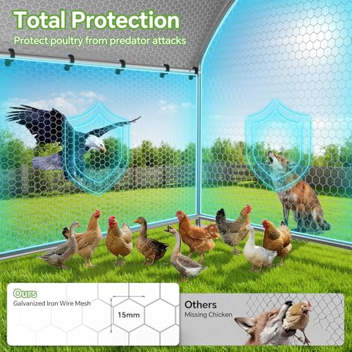 Chicken Coop with Roosting Perch, Waterproof Cover for Outdoor, Dome Shaped (10' L x 19.7' W x 6.4' H) - size: 20x10Ft-Dome