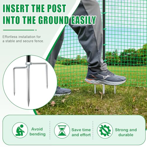 Temporary Fence with Metal Posts, 3' x 50' Garden Fence Animal Barrier for Backyard, Plastic Mesh Fencing with Windbreak Rope and Ground Stakes, Temporary Dog Fence for Outdoor Yard Animal Protect