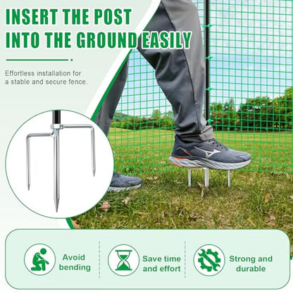 Temporary Fence with Metal Posts, 3' x 50' Garden Fence Animal Barrier for Backyard, Plastic Mesh Fencing with Windbreak Rope and Ground Stakes, Temporary Dog Fence for Outdoor Yard Animal Protect