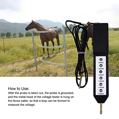 18x3x2.2cm/7.09x1.18x0.87in Electric Fence Tester, 1000 to 10000V Water Proof Voltage Meter 10KV Portable Tool with 6Pcs Light for Farm