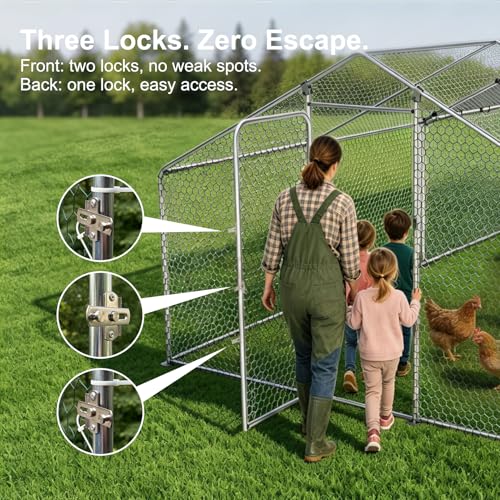 HERBAN 2026 Upgraded Chicken Coop with All-Around Heavy-Duty Cloth, 9.8x13.1x6.4 ft Large Metal Walk-in Outdoor Chicken Run Pen for Yard, Spire Roof Poultry Cage for Hens, Ducks - size: 157.2"L x 117.6"W x 76.8"H