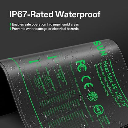 VIVOSUN 48"x20.75" Seedling Heat Mat with Built-in Temperature Controller, UL & MET-Certified Waterproof Plant Heating Pad for Germination, Hydroponics, Brewing, Breeding, and Greenhouses (Pack of 2) - size: 48"x20.75" (Pack of 2)