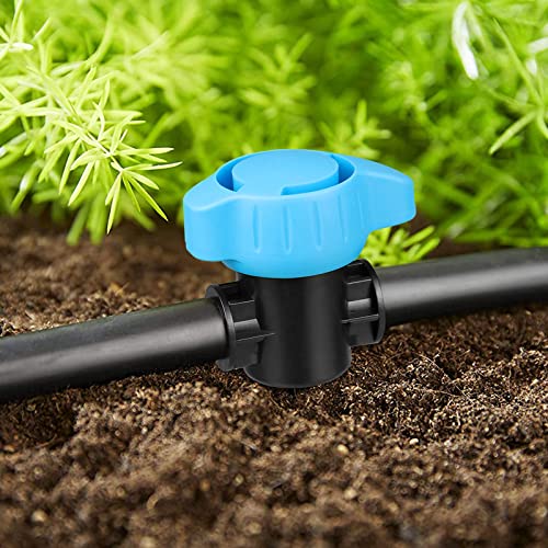 6 Pack Drip Irrigation 1/2 inch Barbed Valve, Drip Line Parts 1/2" Shut Off Valve Fits for 1/2 Inch Drip Irrigation Tubing (.570-.620" ID) for Drip or Sprinkler Systems - color: 6P Valve