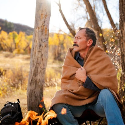 Arcturus Military Wool Blanket - Warm, Thick, Washable - Great for Outdoors, Camping, Stadium Blanket, Picnics, Travel - Car & Bushcraft Survival Kits - color: Camel
