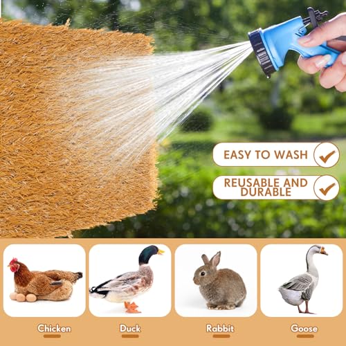 Teenyyou 6 Pack Chicken Nesting Box Pads, 13 x 13 x 1.18 Inch Washable Nesting Pad for Chicken Coop, Artificial Grass Rug Carpet Reusable Nest Box Bedding Fake Synthetic Turf Mat for Hen Laying Eggs