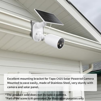 ZT-NET Stainless Steel Gutter Mount for Eufy Security SoloCam S340 | Bracket for Solar Security Camera Holder Anti-Rust Screws, No Drill Installation Compatible with IP PTZ Dome Cameras