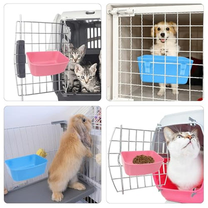 6 Pack Feeder (Blue, Pink), Hanging Feeder,Food and Water Container, Bath Water Bowl Universal for Birds Hamsters Mice Rats Rabbit Guinea Pig Small Pets (S) (M) - size: M