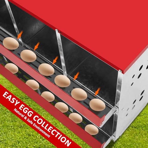 Outvita Chicken Nesting Box, 8 Compartment Metal Nesting Box, 8 Room Wall Mountable Nesting Boxes for Hen, Red - size: 8 Compartments