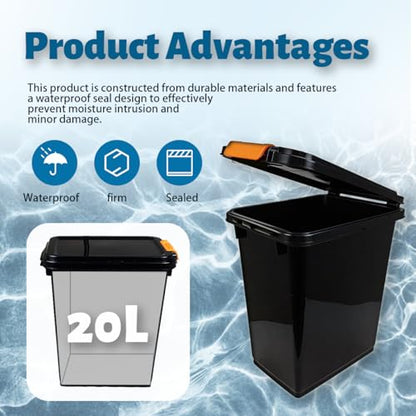 3 pcs 20L Pellet Storage Bin Set,Black Wood Pellet Storage Containers,Pellet Bucket is Suitable for Storing Barbecue Supplies, Fertilizer, and Charcoal