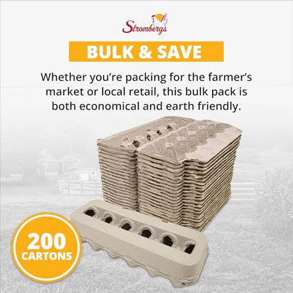 Stromberg's Jumbo Blank Egg Cartons, Bulk Pack for Jumbo Eggs, Perfect for Custom Branding, Safe & Secure Egg Storage, Convenient Stacking for Easy Transport and Storage, 200 Pack