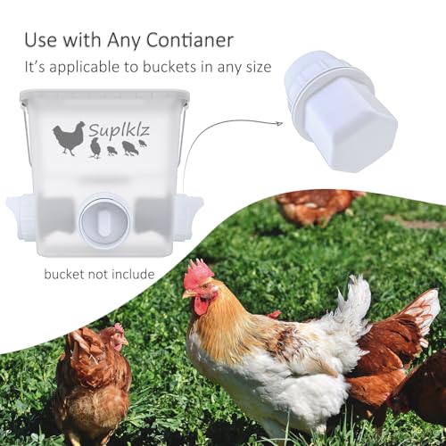 DIY Chicken Feeder Rain Proof Poultry Feeder Port Gravity Feed Kit for Buckets, Barrels, Troughs (4 Port with holesaw) - size: 4 port with holesaw