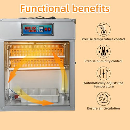 176 Egg Digital Cabinet Incubator，Poultry Hatching Breeding Cabinet Incubator for Auto Egg Turning, Temp/Humidity Control, Thermostatic for Chicken/Duck/Goose/Quail Bird. - size: 176 eggs 175L