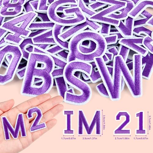 ASTARON 72 Pcs Iron on Letters and Numbers Patches, 1.5 Inch Letters A-Z Numbers 0-9 Embroidered Applique Patches Alphabet Cloth Patch for Clothes, Bags, Socks, Jeans, Hat, DIY Accessories(Purple) - color: Purple