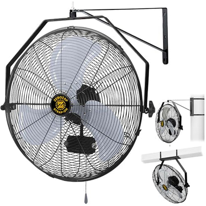 ZeboZap Walll and Pillar Mount Fan18 Inch IP44 Waterproof, 10ft Power Cord, 3 Speed, 4000CFM, Best for Commercial, Warehouse, Greenhouse, Workshop, Covered Patio, Gazebo and Factory, ETL Certified