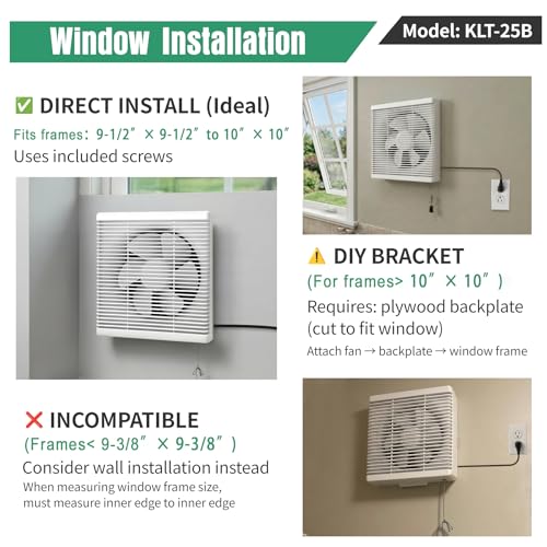 8 Inch Window Shutter Exhaust Fan both Intake & Exhaust,9.5 x 9.5 Inch Cutout,280CFM 35W Wall-Mounted Ventilation Fan for Bathroom Home Bedroom Attic - size: 8 Inch