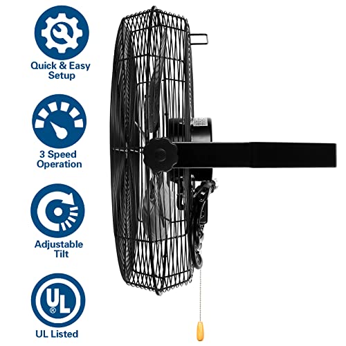 BILT HARD 20 inch Industrial Wall Fan, 4600 CFM, 3-Speeds High Velocity Wall Mount Fan with Sealed Motor, 2 Pack - size: 20 inch