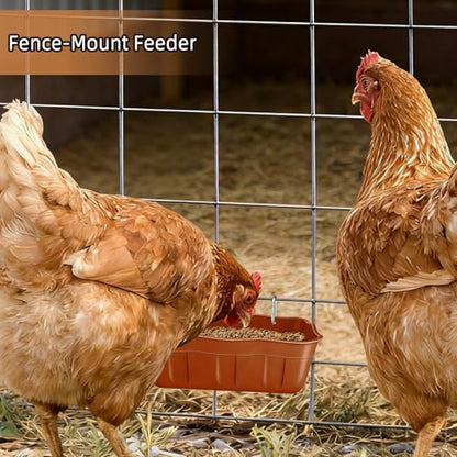 Hanging Chicken Feeders,Duck Feeder Waterer,Small Feed Trough 1.3 Quart 2 Pack,Hanging Fence Feed Trough for Poultry,Terracotta - color: Terracotta, size: 1.3 Quart (2 Pack)