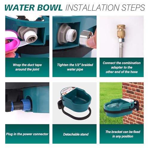 Automatic Heated Dog Water Bowl Outdoor Large Breed Heated Water Bowl for Cats Dogs with Chew-Resistant Cord Auto Fill Wall Mounted Pet Thermal Heated Water Bowl Dog Water Dispenser
