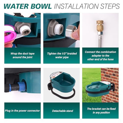Automatic Heated Dog Water Bowl Outdoor Large Breed Heated Water Bowl for Cats Dogs with Chew-Resistant Cord Auto Fill Wall Mounted Pet Thermal Heated Water Bowl Dog Water Dispenser