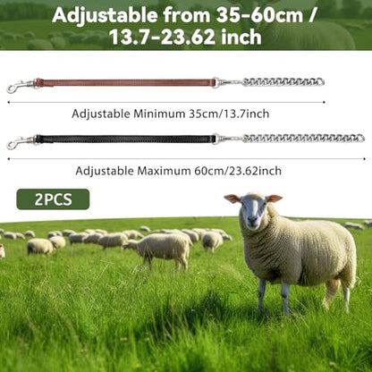 Misdary 2 Pcs Goat Show Collars, Adjustable 14"-24" Iron Chain Halter for Sheep, Horses, Dogs, Cows & Calves, Farm Animal Supplies Accessories Animal Lovers Gift (14'',Black,Brown) - color: Black, Brown