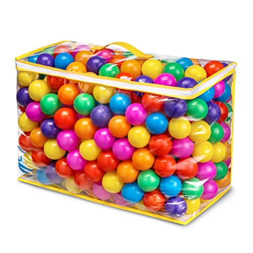 Hovenlay Ball Pit Balls Phthalate Free BPA Free Crush Proof Plastic - 7 Bright Colors in Reusable Play Toys for Kids with Storage Bag - color: 400 balls, 7 colors