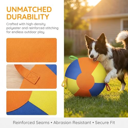 10" Herding Ball for Dogs & Horses - Tear-Resistant Inflatable Toy with Heavy-Duty Handle Cover & Pump - Durable Exercise Ball for Large Pets (Small) - size: Small