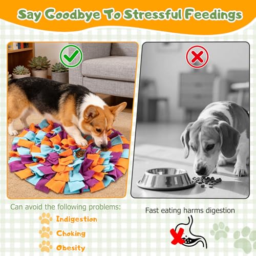 Snuffle Mat for Dogs, 17.7" Slow Feeder Foraging Dog Puzzle Toy for Stress Relief & Smell Training, Interactive Enrichment to Keep Dogs Busy, for Puppy/Medium/Large Breed