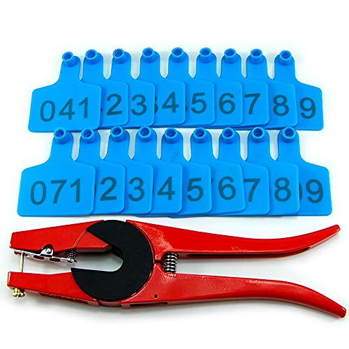 Numbered Farm Livestock Ear Tags for Cow Pig Sheep Cattle Identification Plastic TPU Precision Ear Stud Card Labels for Farm Animals (Customized) with 1 PC Plier Applicator (Blue, 1000 PCS) - color: Blue, size: 1000 PCS