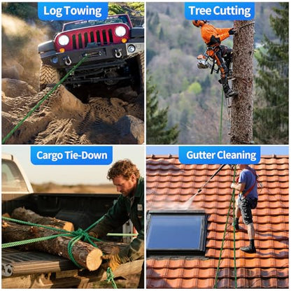 150Ft 1/2 Inch Heavy Duty Climbing Rope - for Tree Swing, Pulling, Outdoor & Gym Use (Green) - size: 150ft-Green